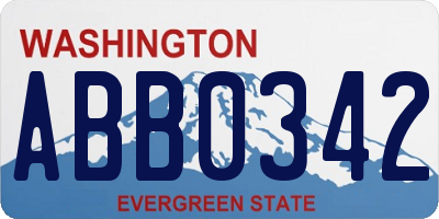 WA license plate ABB0342
