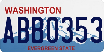 WA license plate ABB0353