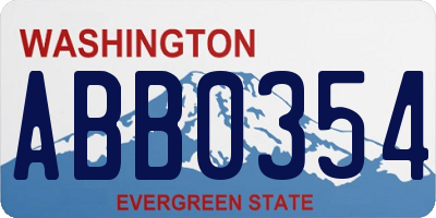 WA license plate ABB0354