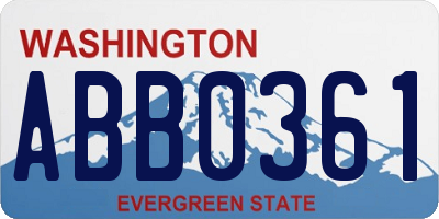 WA license plate ABB0361