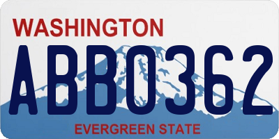 WA license plate ABB0362