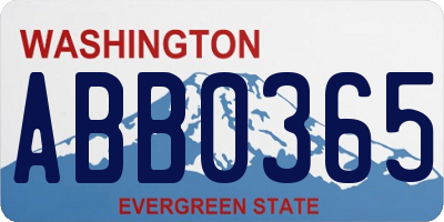 WA license plate ABB0365