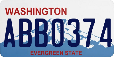 WA license plate ABB0374