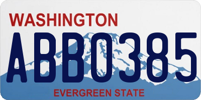 WA license plate ABB0385