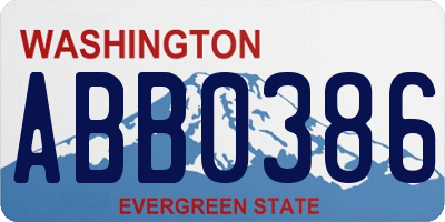 WA license plate ABB0386