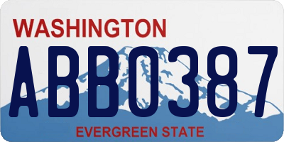 WA license plate ABB0387