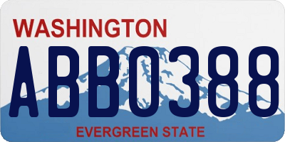 WA license plate ABB0388