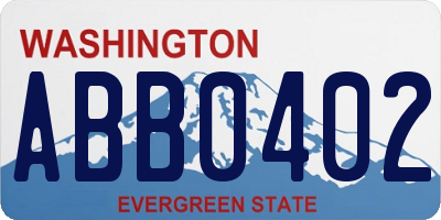 WA license plate ABB0402