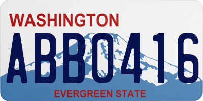 WA license plate ABB0416