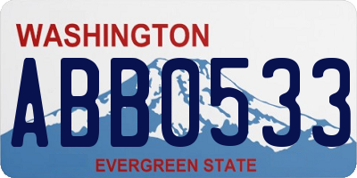 WA license plate ABB0533