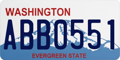 WA license plate ABB0551