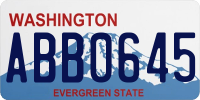 WA license plate ABB0645