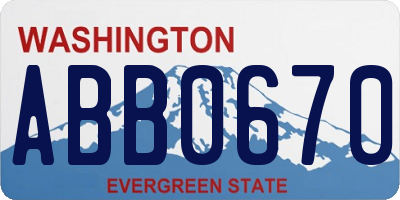 WA license plate ABB0670