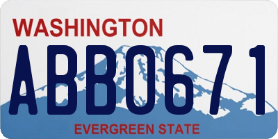 WA license plate ABB0671