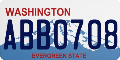 WA license plate ABB0708