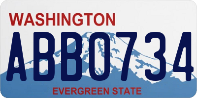 WA license plate ABB0734