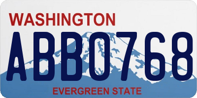 WA license plate ABB0768