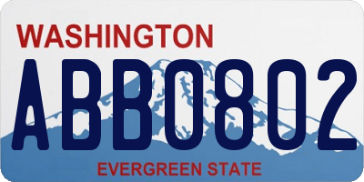WA license plate ABB0802