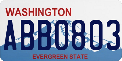 WA license plate ABB0803