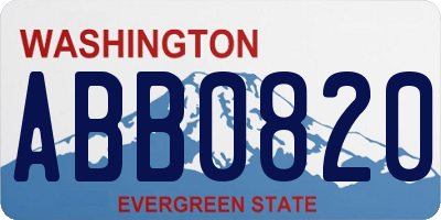WA license plate ABB0820