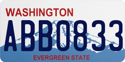WA license plate ABB0833