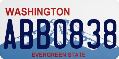 WA license plate ABB0838