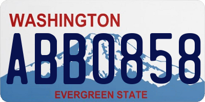 WA license plate ABB0858