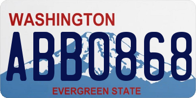 WA license plate ABB0868