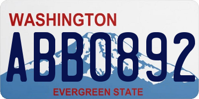 WA license plate ABB0892