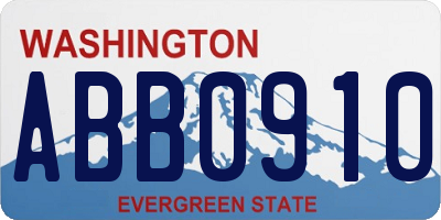 WA license plate ABB0910