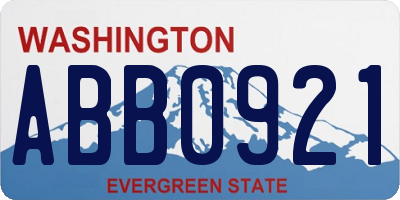 WA license plate ABB0921