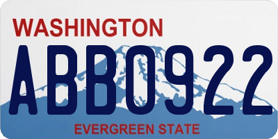 WA license plate ABB0922