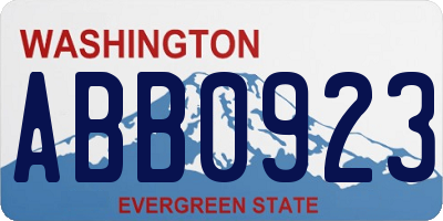 WA license plate ABB0923