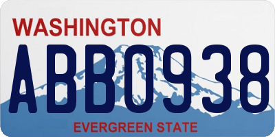 WA license plate ABB0938