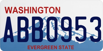 WA license plate ABB0953