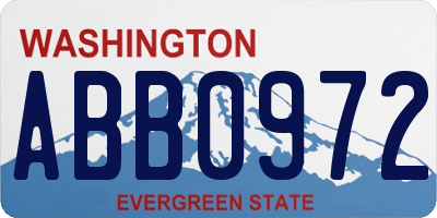 WA license plate ABB0972