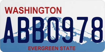 WA license plate ABB0978