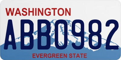 WA license plate ABB0982