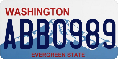 WA license plate ABB0989