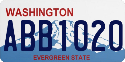 WA license plate ABB1020