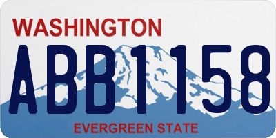 WA license plate ABB1158