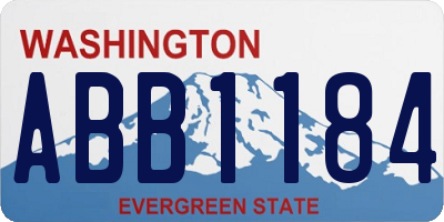 WA license plate ABB1184