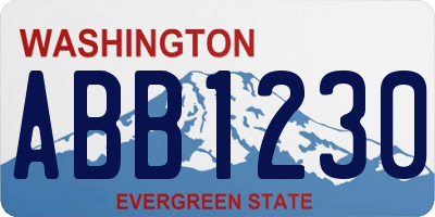 WA license plate ABB1230