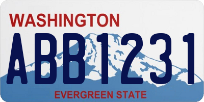WA license plate ABB1231