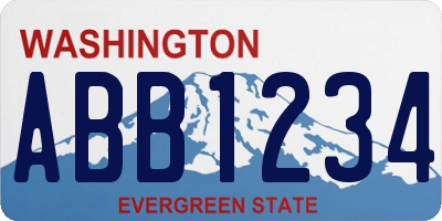WA license plate ABB1234