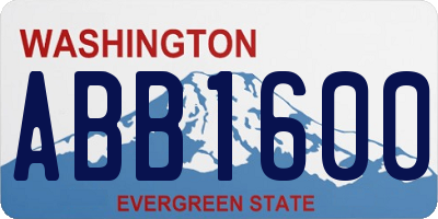 WA license plate ABB1600