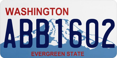 WA license plate ABB1602