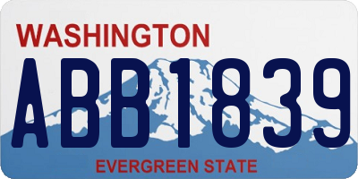 WA license plate ABB1839