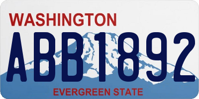 WA license plate ABB1892