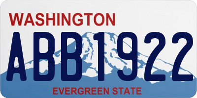 WA license plate ABB1922